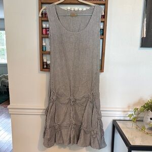 Gray Ruched Tiered Midi Dress by Tulip, Size XS or S